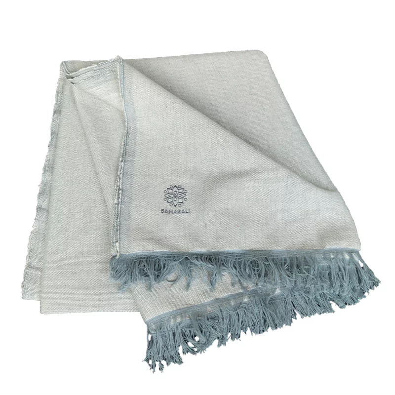 Handgefertigte Yogadecke aus Bio Baumwolle in sanften Farben, nachhaltig und umweltfreundlich, ideal für Yoga und Entspannung