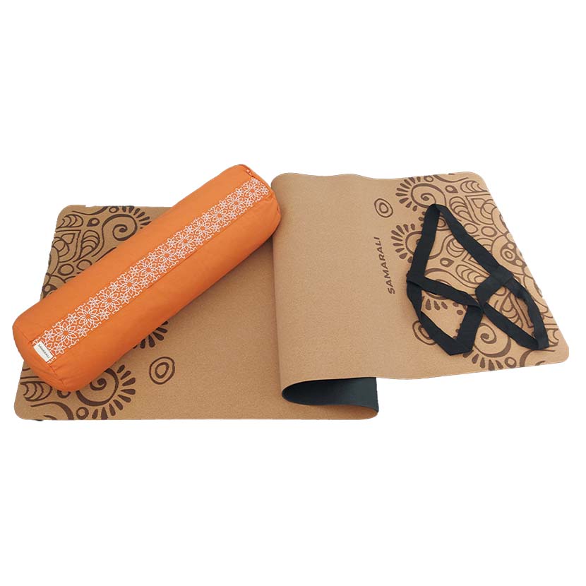 Yin Yoga Set - Kork Yogamatte, Massageball, Bolster & Gurt – Sun