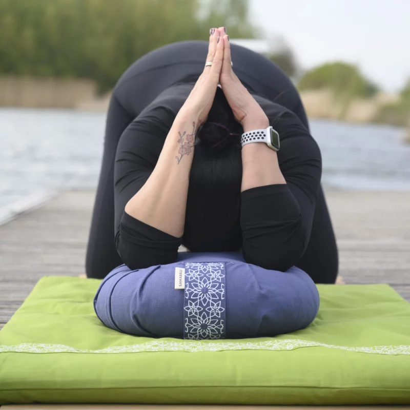 Bio Zabuton Meditationsmatte, GOTS-zertifiziert, vegan, mit weicher Polsterung, in neutralem Design, ideal für Meditation und