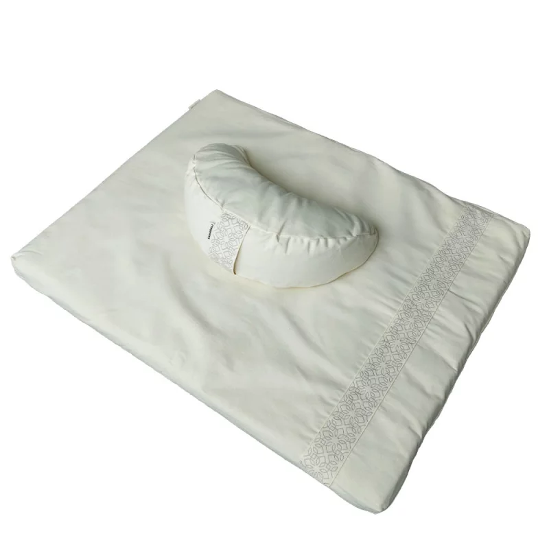 Bio Meditationsset aus Meditationsmatte mit Keilkissen Elfenbein