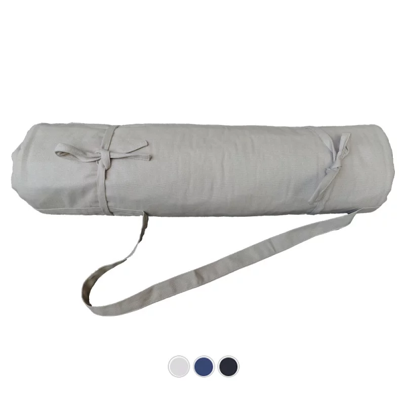 "Biologisch abbaubare Yogamatte aus grauer Baumwolle mit rutschfester Oberfläche und stilvollem Design für Yoga und Meditatio