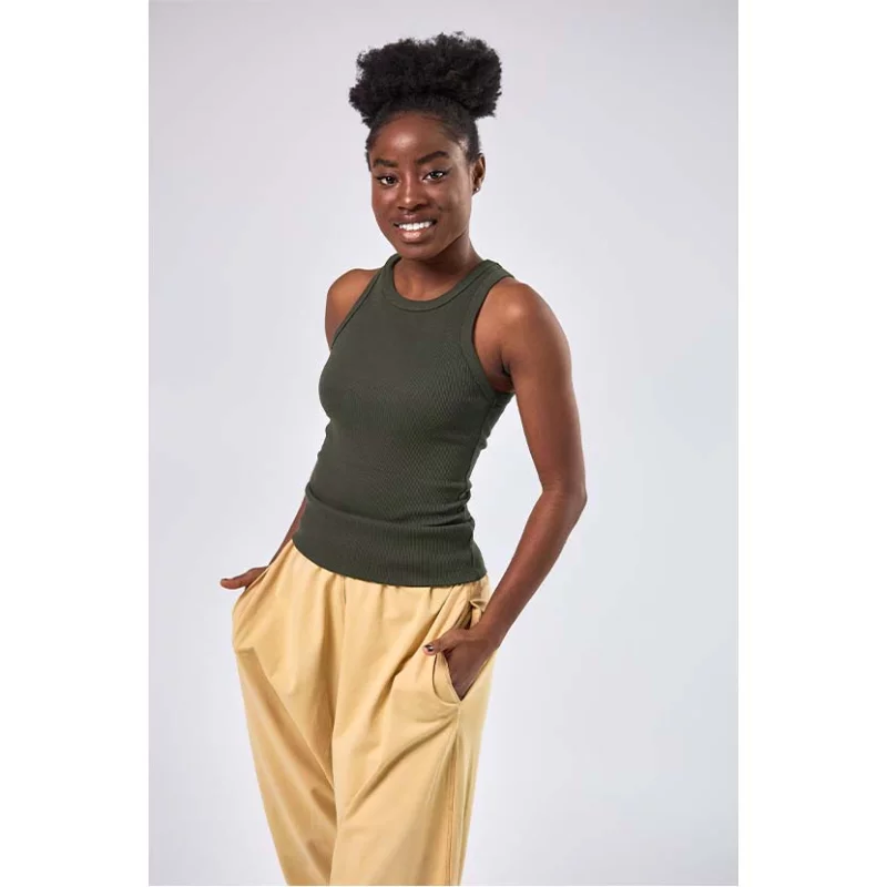 Nachhaltiges ärmelloses Tanktop in blauer Farbe, Oeko-Tex Standard, ideal für modische, umweltbewusste Outfits.